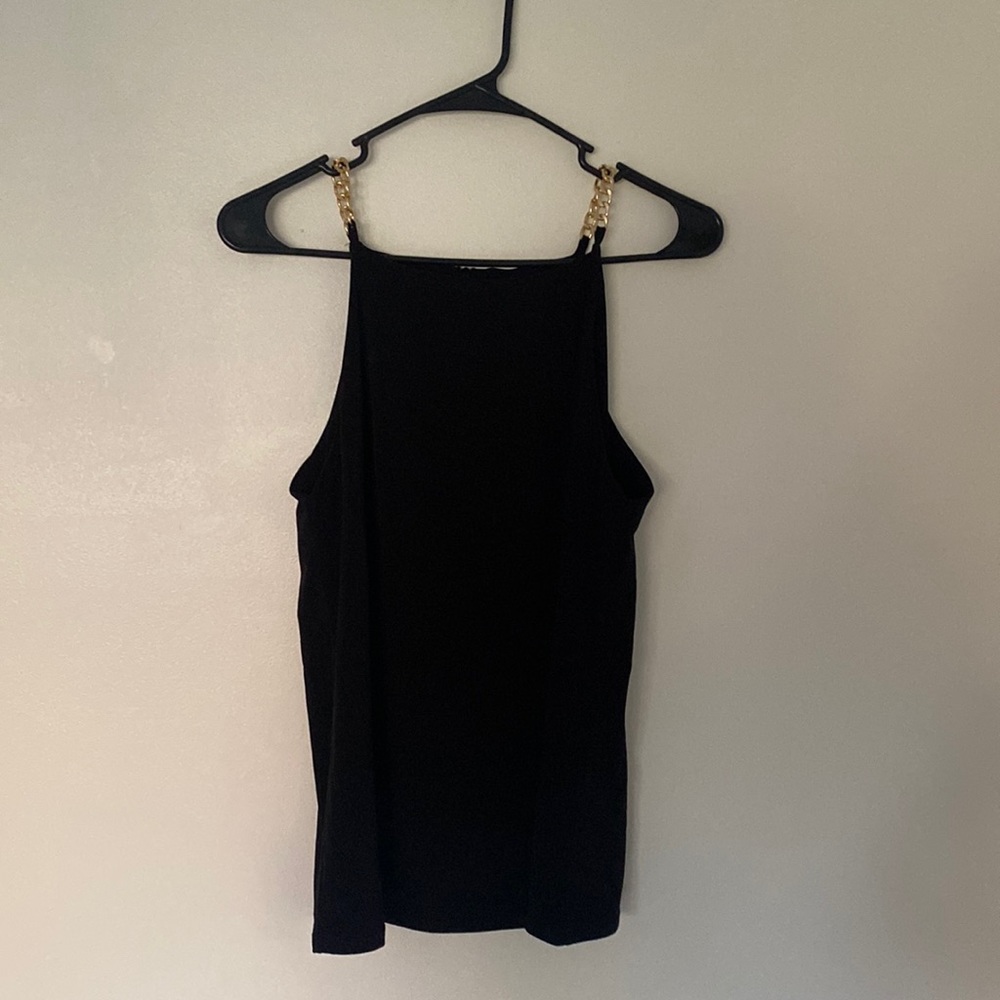 Hi! Today I am selling a black formal tank top with gold link straps!